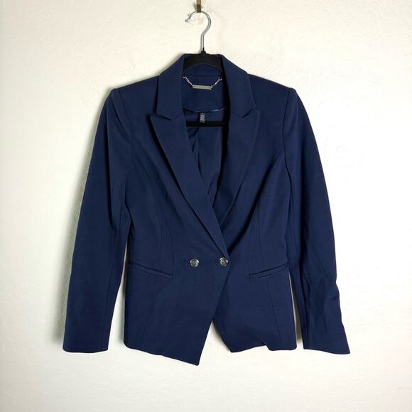 White House Black Market Navy Blue Military Button Blazer Jacket 0 570277166 - Picture 3 of 16